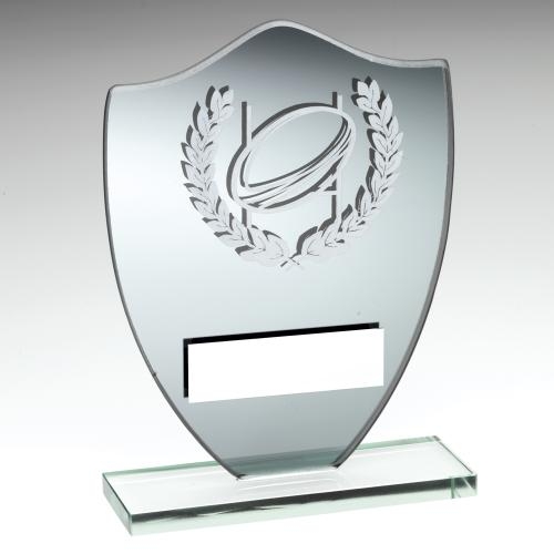 Glass Rugby Shield Design Trophy JR4-TD114